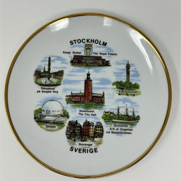Stockholm Wall Plate Sverige Sweden Stadshuset Globen Kungi Souvenir Decorative - Picture 1 of 7